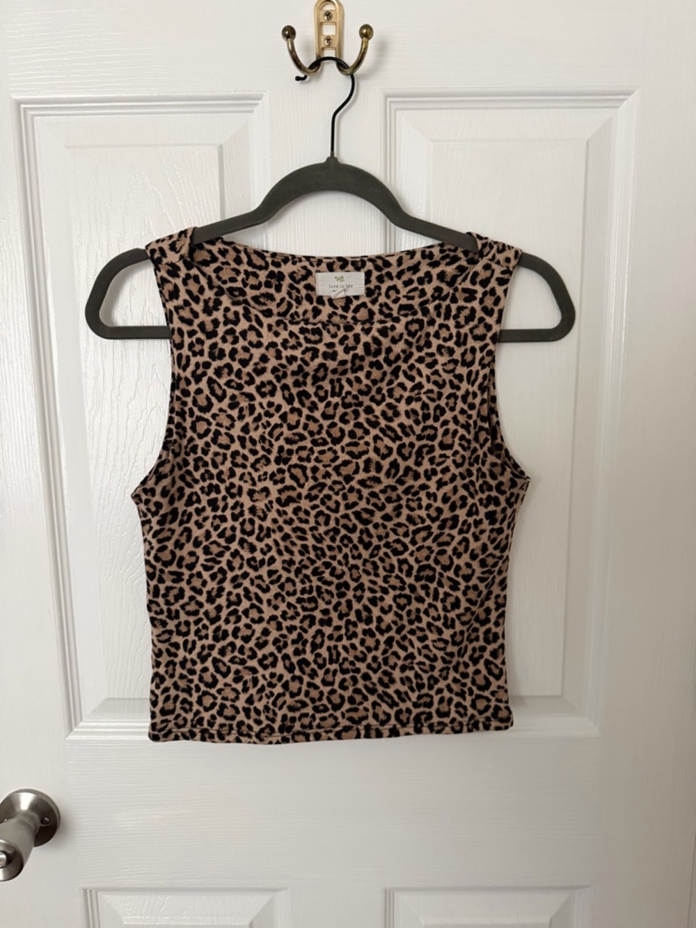 Leopard Print Sleeveless Tank Top - Brown/Black
